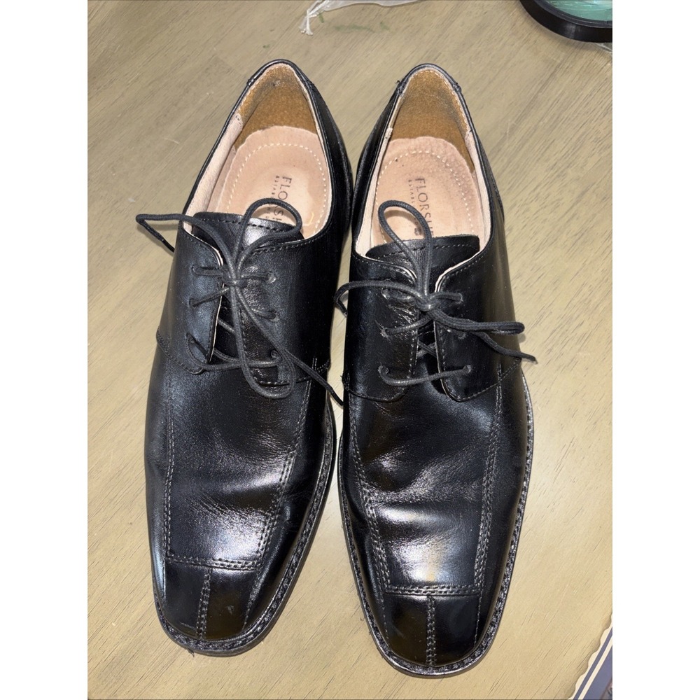Florsheim Shoes Men Size 8 1/2 D Black Leather Ashlin Dress Apron Toe Oxford
